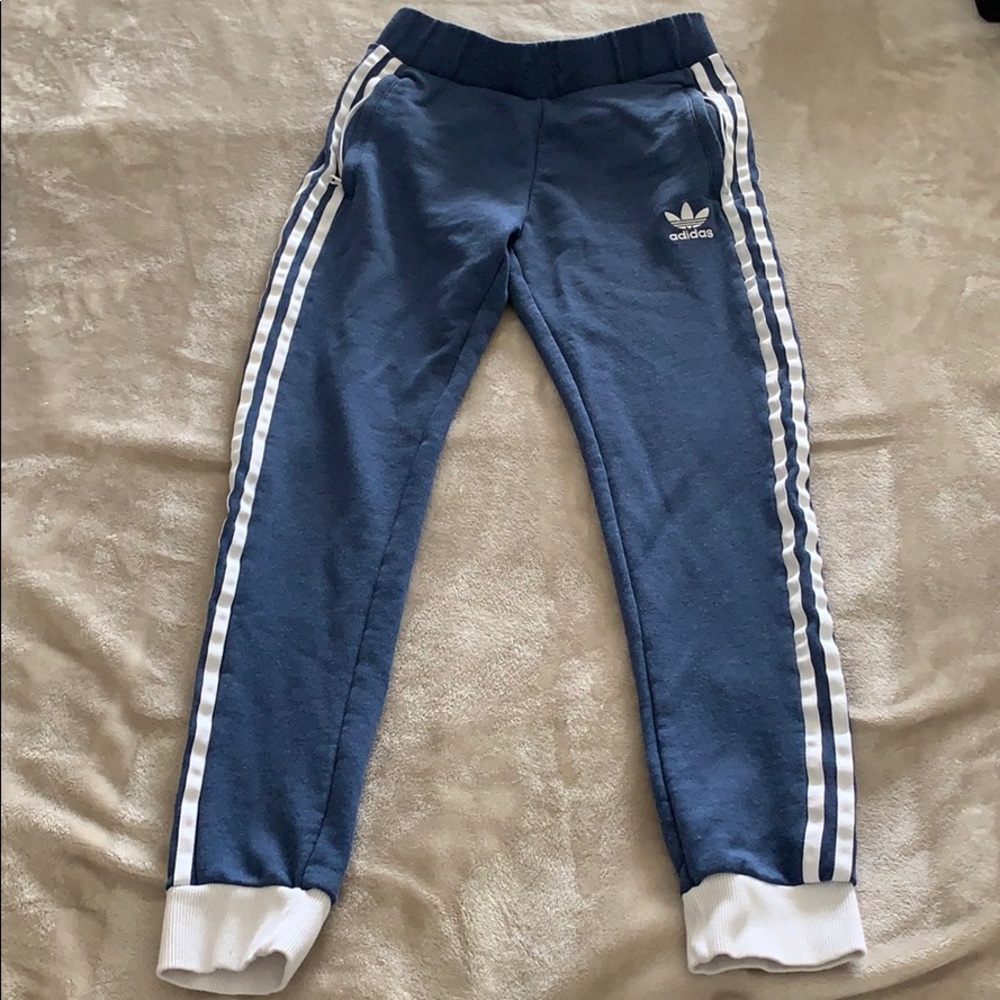 Adidas Originals blue 3 stripe sweatpants XS